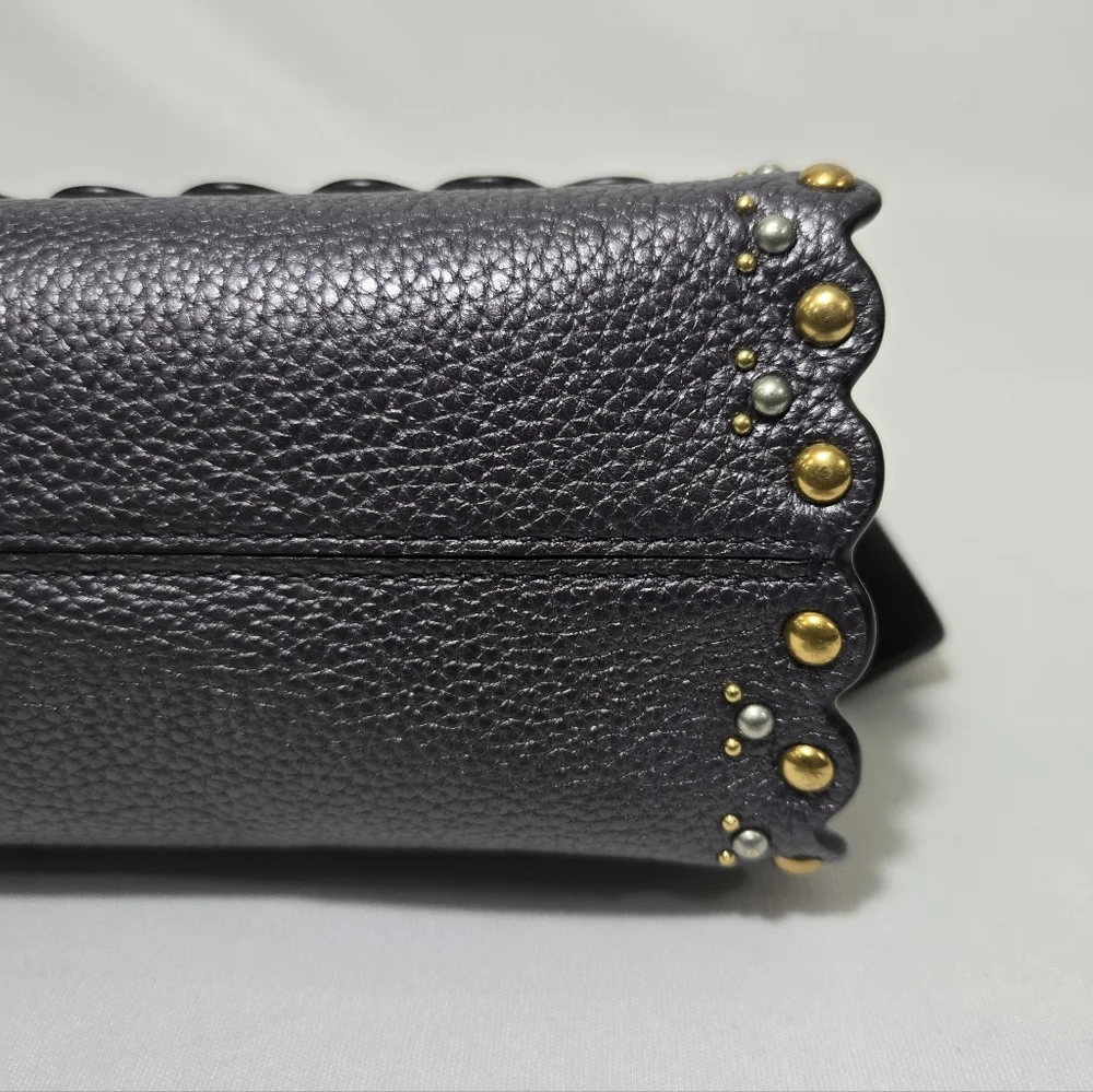 Coach Restored Parker 18 With Scallop Rivets Pewter/Metallic Eggplant Purse